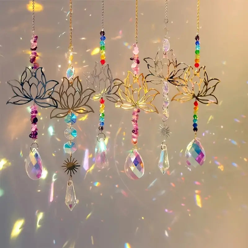 Regenbogen-Lotus – Set aus Kristall-Sonnenfängern