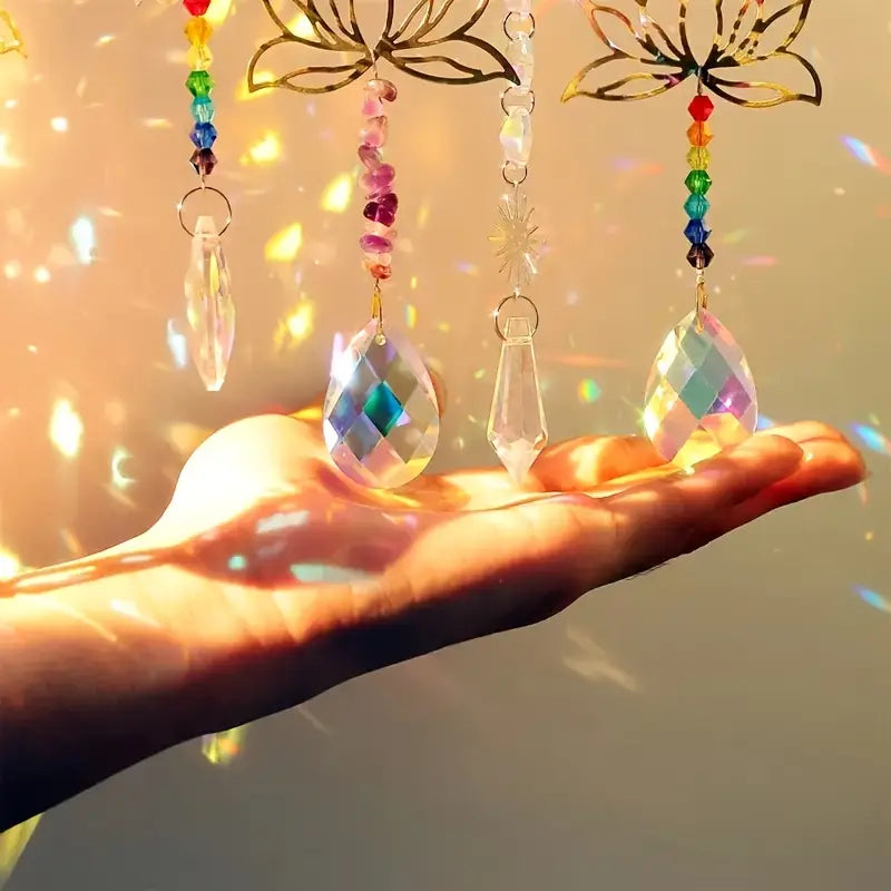 Regenbogen-Lotus – Set aus Kristall-Sonnenfängern