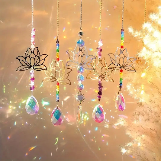 Regenbogen-Lotus – Set aus Kristall-Sonnenfängern