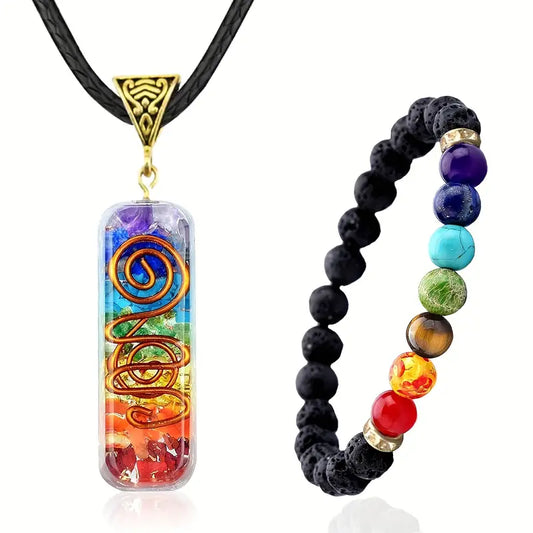 Totale Energie – Set aus 7-Chakra-Kette & Armband